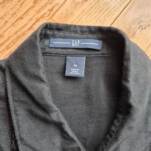 GAP Button Up Tuxedo Velvet Silk Cotton Blend Sheer Blouse 12 - Picture 3 of 14